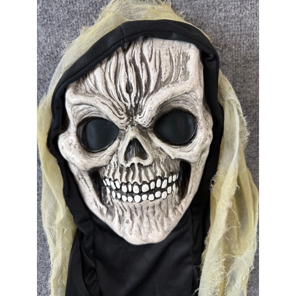 Fun World Skeleton Reaper Mask Light Up Halloween Costume Horror Skull Horror